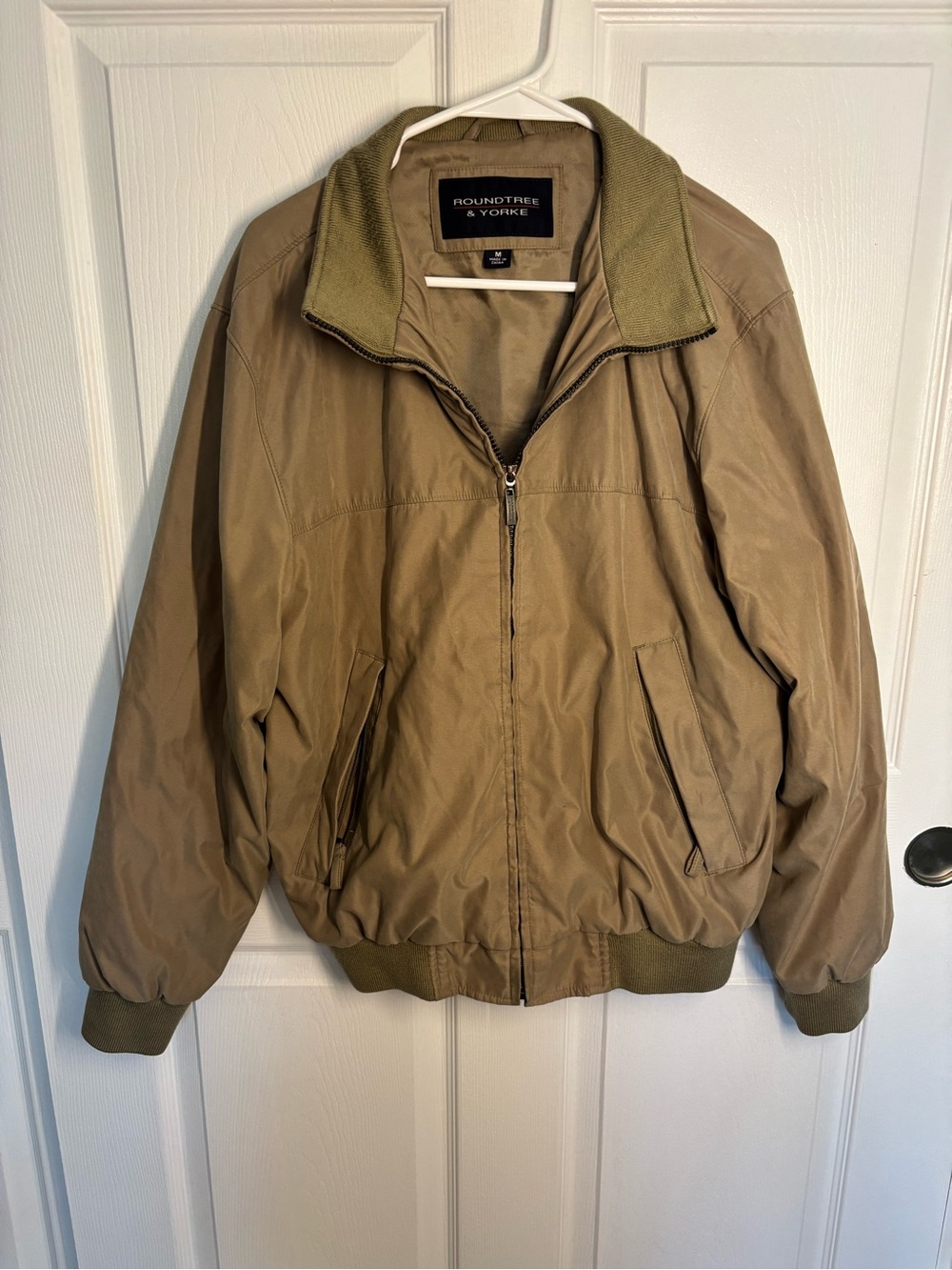 Roundtree & Yorke Tan Harrington Bomber Jacket Men’s M Zip